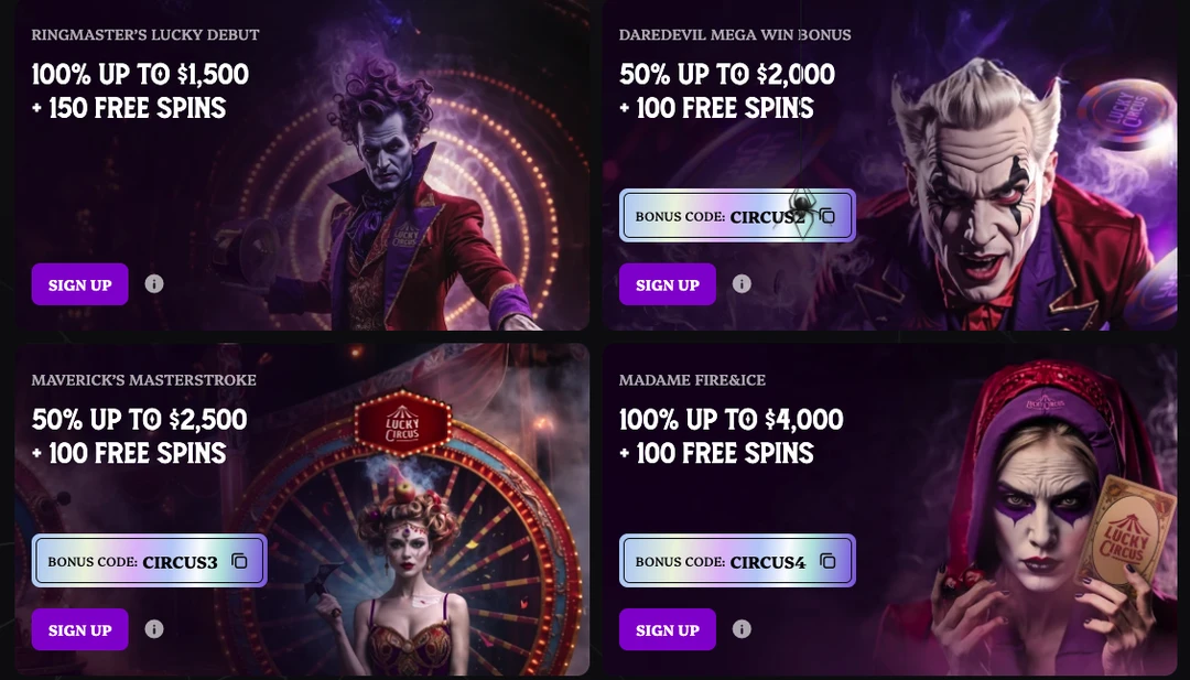 Lucky Circus no deposit bonus