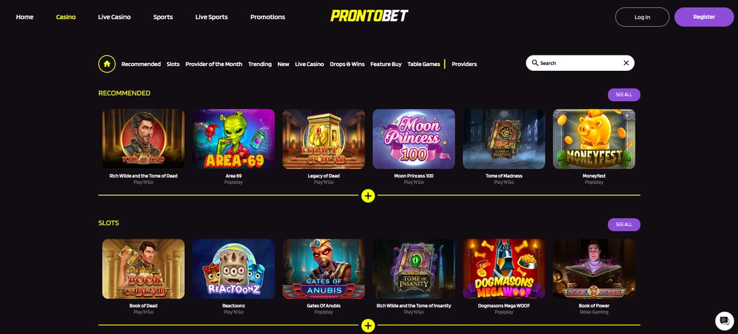 ProntoBet Casino games ProntoBet Casino