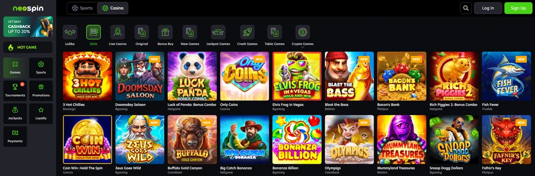 NeoSpin Casino games Neo Spin Casino