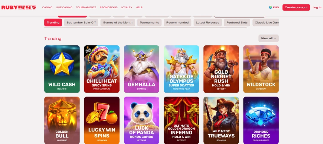 Ruby Reels Casino games RubyReels Casino