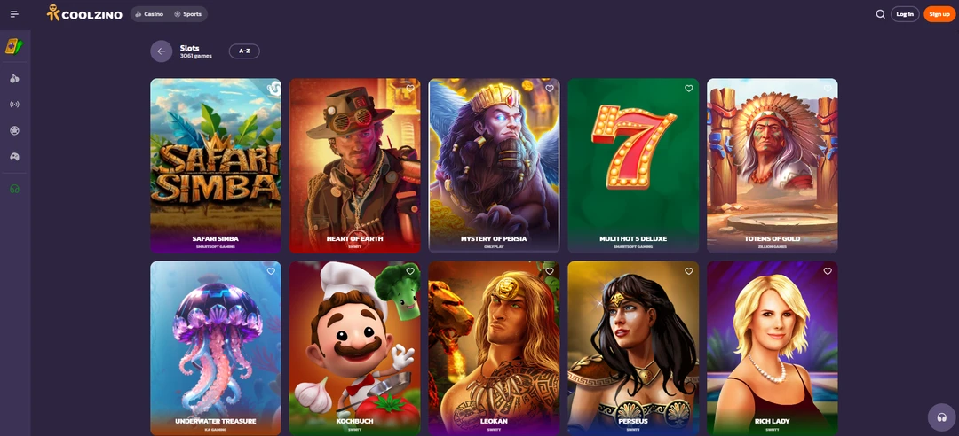 Coolzino Casino game lobby Coolzino online casino