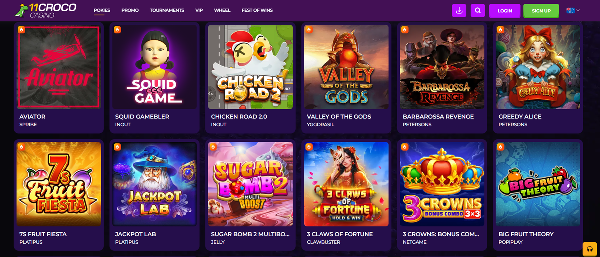 11Croco Casino game lobby 11 Croco Casino