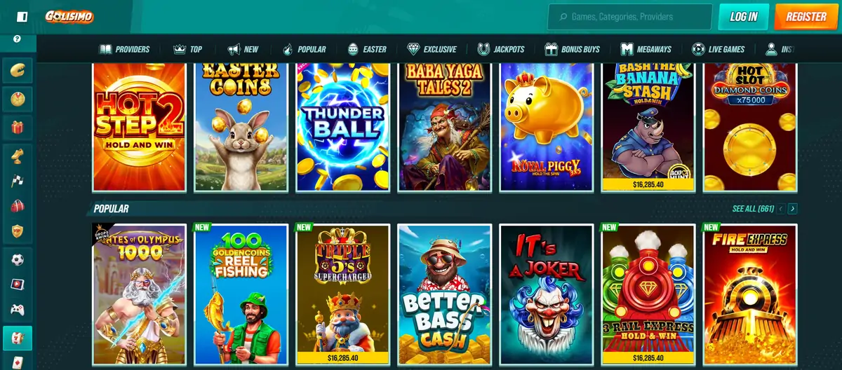 Golisimo Casino game lobby Golisimo Casino Australia