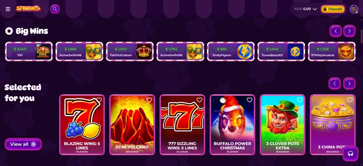 Spinania Casino games Spinania Australia
