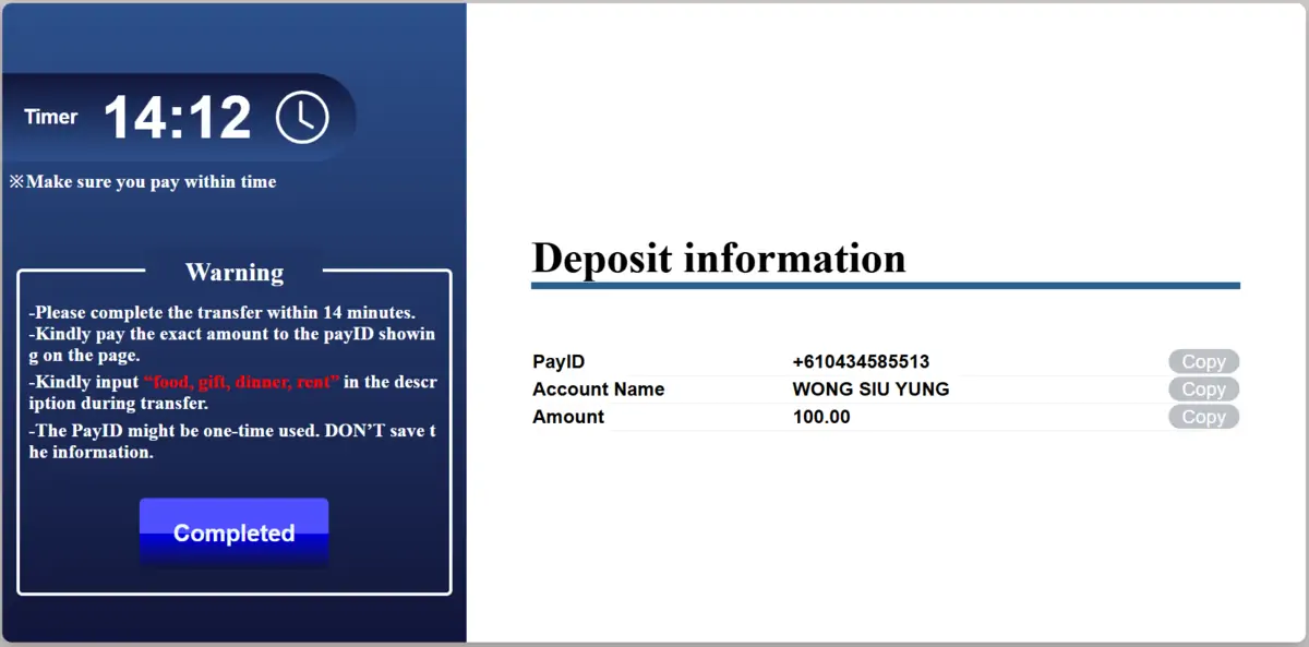PayID casino deposit