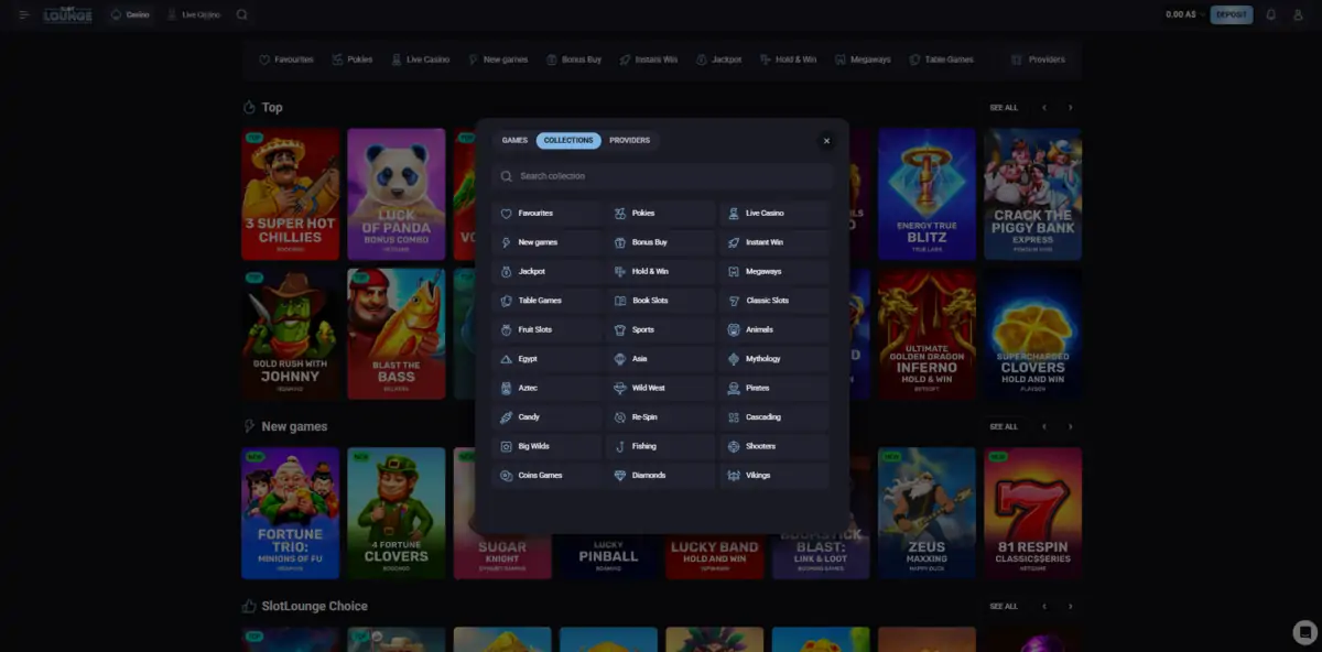 SlotLounge Casino game collections SlotLounge game collections